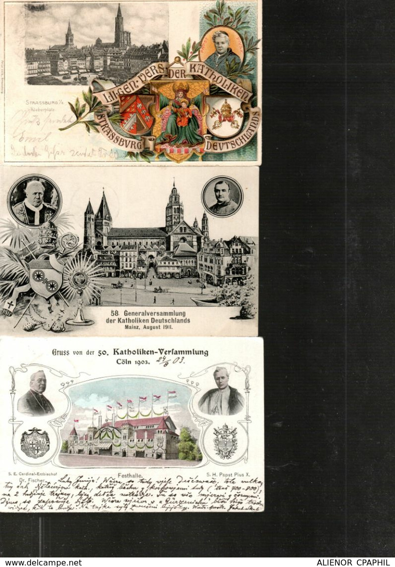 LOT DE 3 CPA ALLEMAGNE 1903, 1905, 1911 - CONGRES DES CATHOLIQUES ALLEMANDS - - 5 - 99 Karten