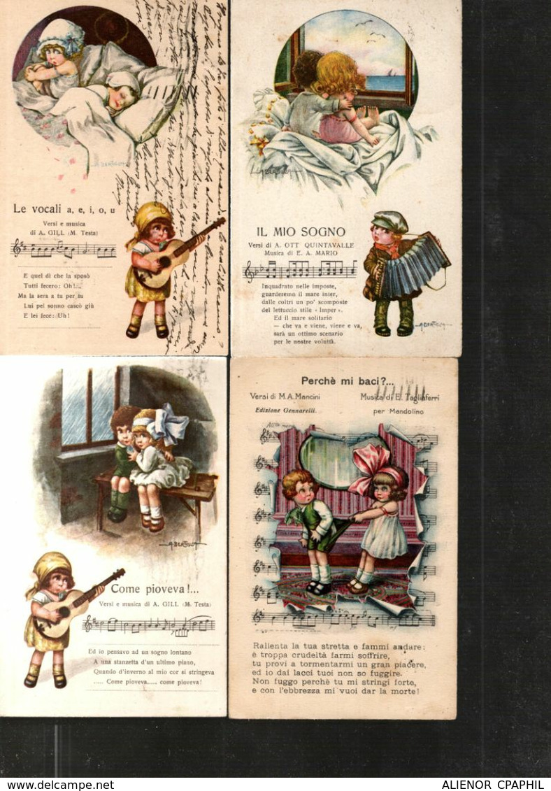 LOT DE 6 CPA ITALIE 1921, 1922, 1923, 1928 - LES ENFANTS CHANTENT ET JOUENT D'INSTRUMENTS DE MUSIQUE - - 5 - 99 Cartoline