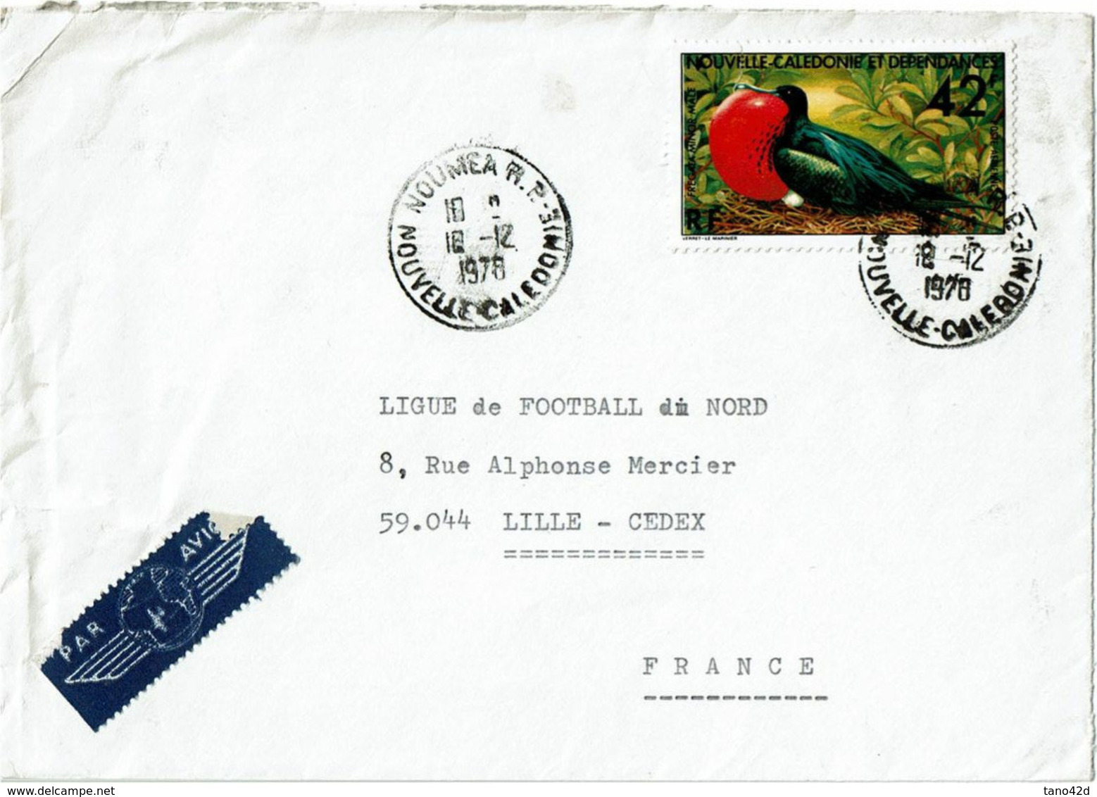 LCA- NOUVELLE CALEDONIE LETTRE DE LA LIGUE DE FOOTBALL DECEMBRE 1978 - Cartas & Documentos