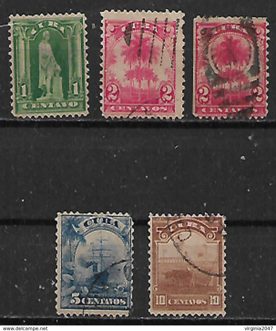 1899 Cuba Palmeras-barco-animales Vacunos 5v - Oblitérés