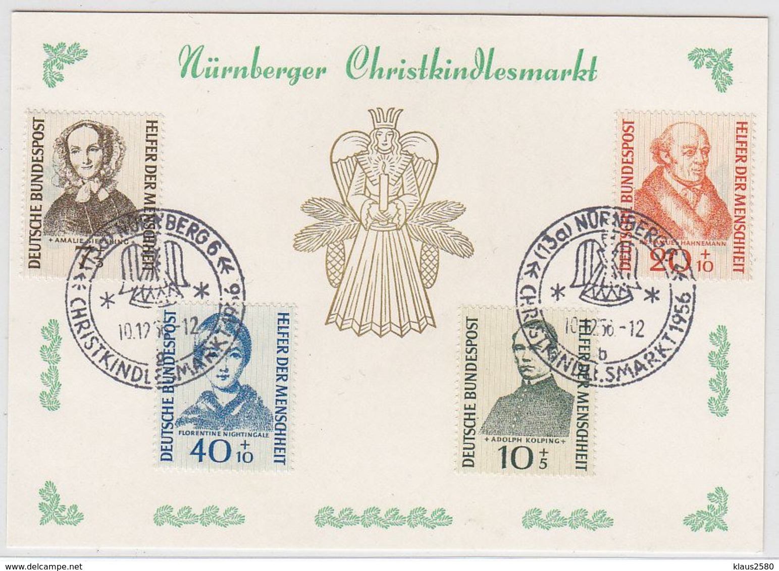 Bundesrepublik 1955 Wohlfahrt Komplett Auf Sonderkarte Mit Christkindlesmarkt SST - Other & Unclassified