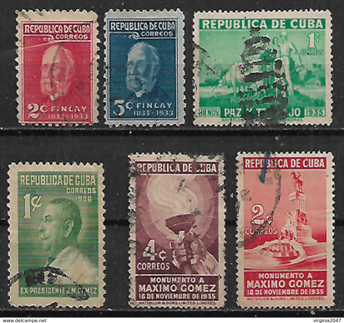 1934-6 Cuba Conmemorativos-personajes 6v - Usati