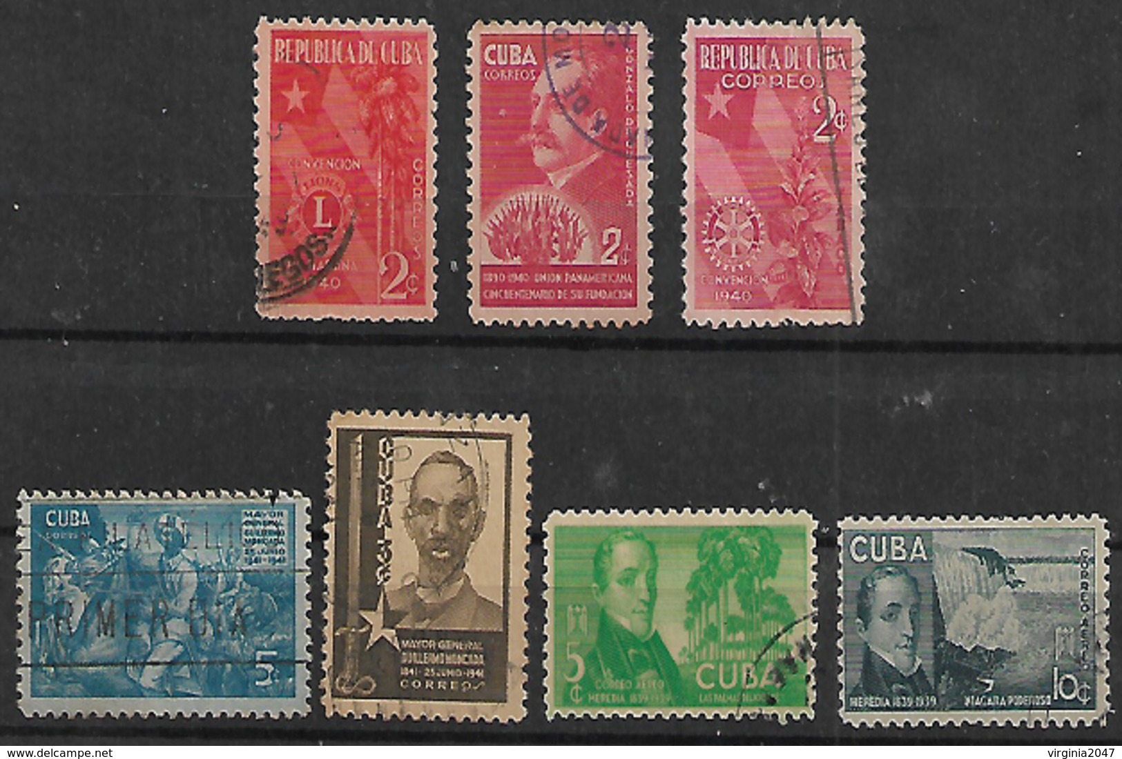 1940-1 Cuba Personajes-leones-nac. Unidas-rotary 7v - Usati