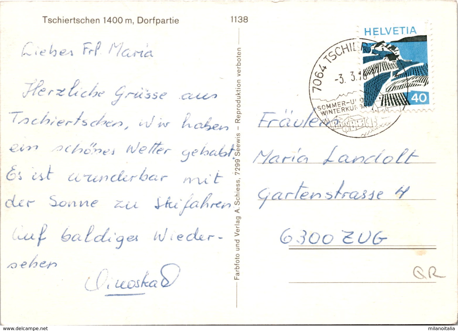 Tschiertschen - Dorfpartie (1138) * 3. 3. 1976 - Tschiertschen