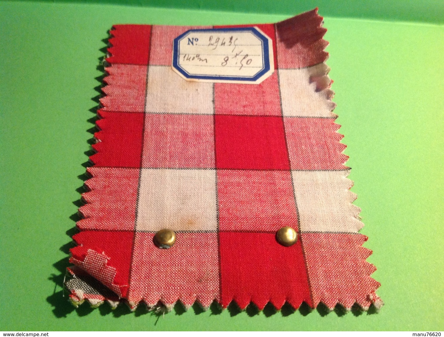 Echantillon De 3 Tissus Carreaux Anciens Avec N° Et Prix, Dimensions 13x 10 Cm, Le Havre - Dentelles Et Tissus