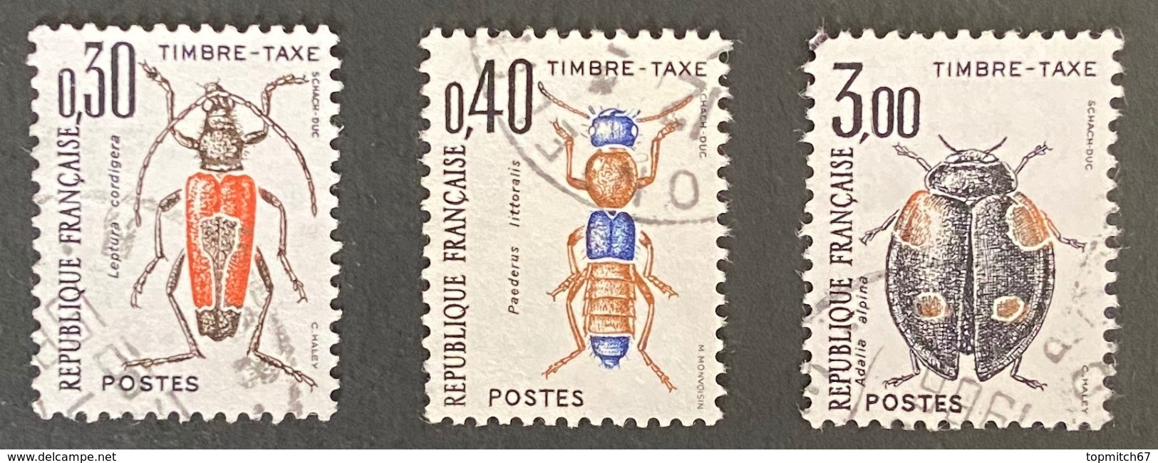 FRAYX109-11U - Timbres Taxe Insectes Coléoptères (I) Set Of 3 Used Stamps 1983 - France YT YX 109-11 - Timbres