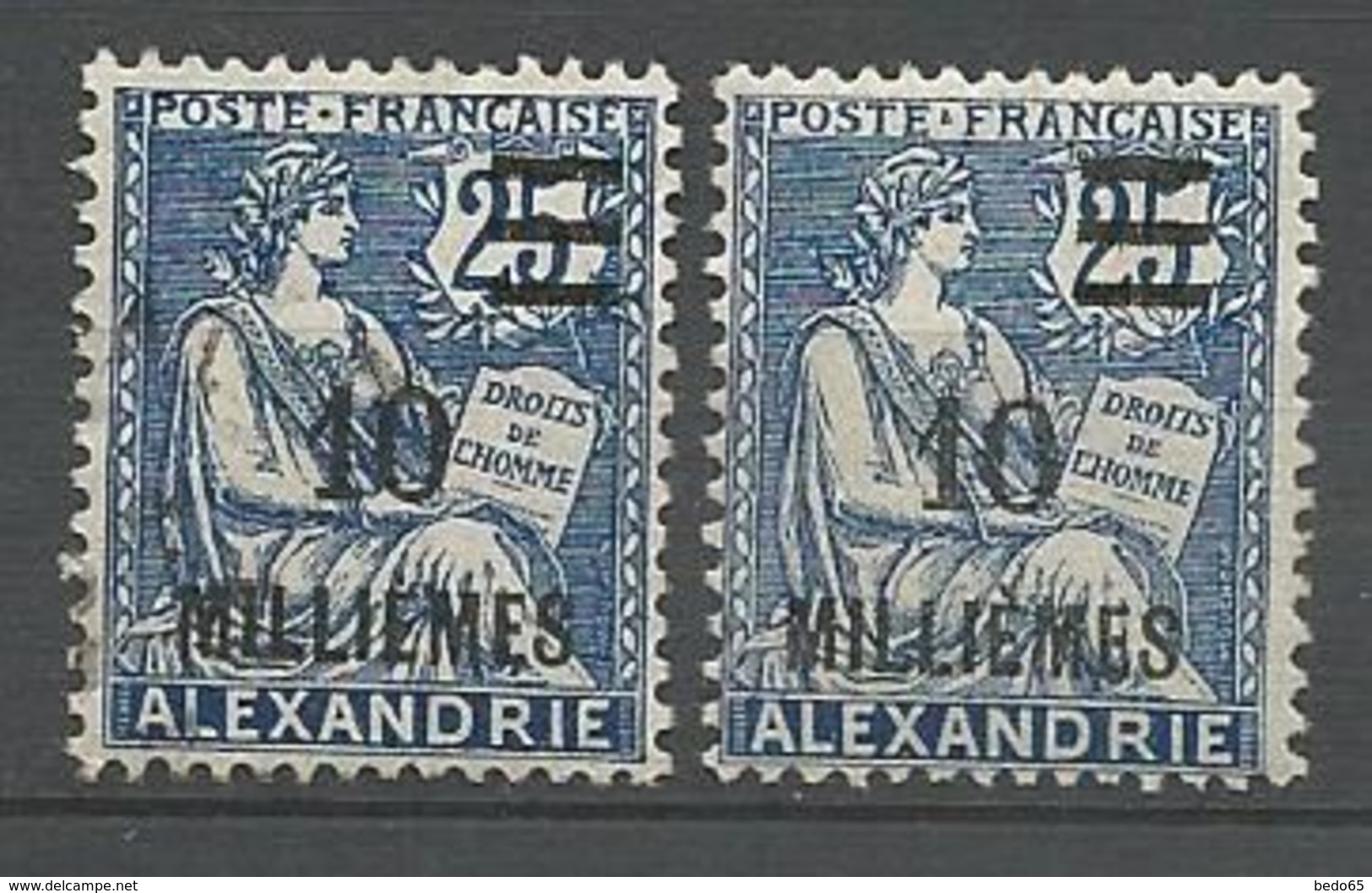 ALEXANDRIE N° 70 X 2 Nuances NEUF*  CHARNIERE  / MH - Neufs