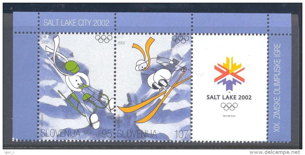 Slovenia Slovenie Slowenien 2002 Mi 382-3 Olympic Games Salt Lake City Olympische Spiele; Pair MNH; Sledder Skier - Winter 2002: Salt Lake City