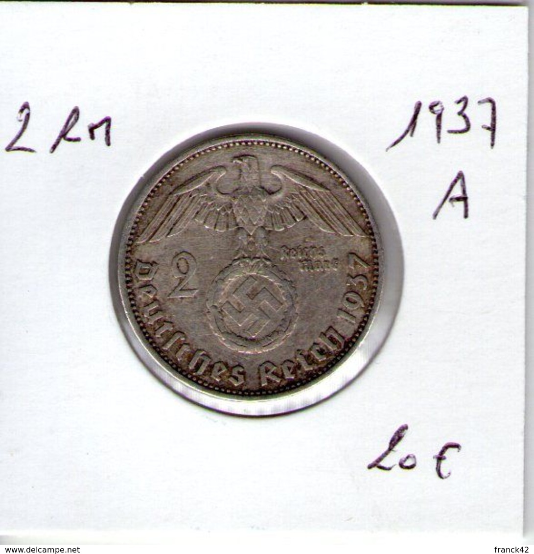 Allemagne. 2 Reichsmark 1937 A - 2 Reichsmark