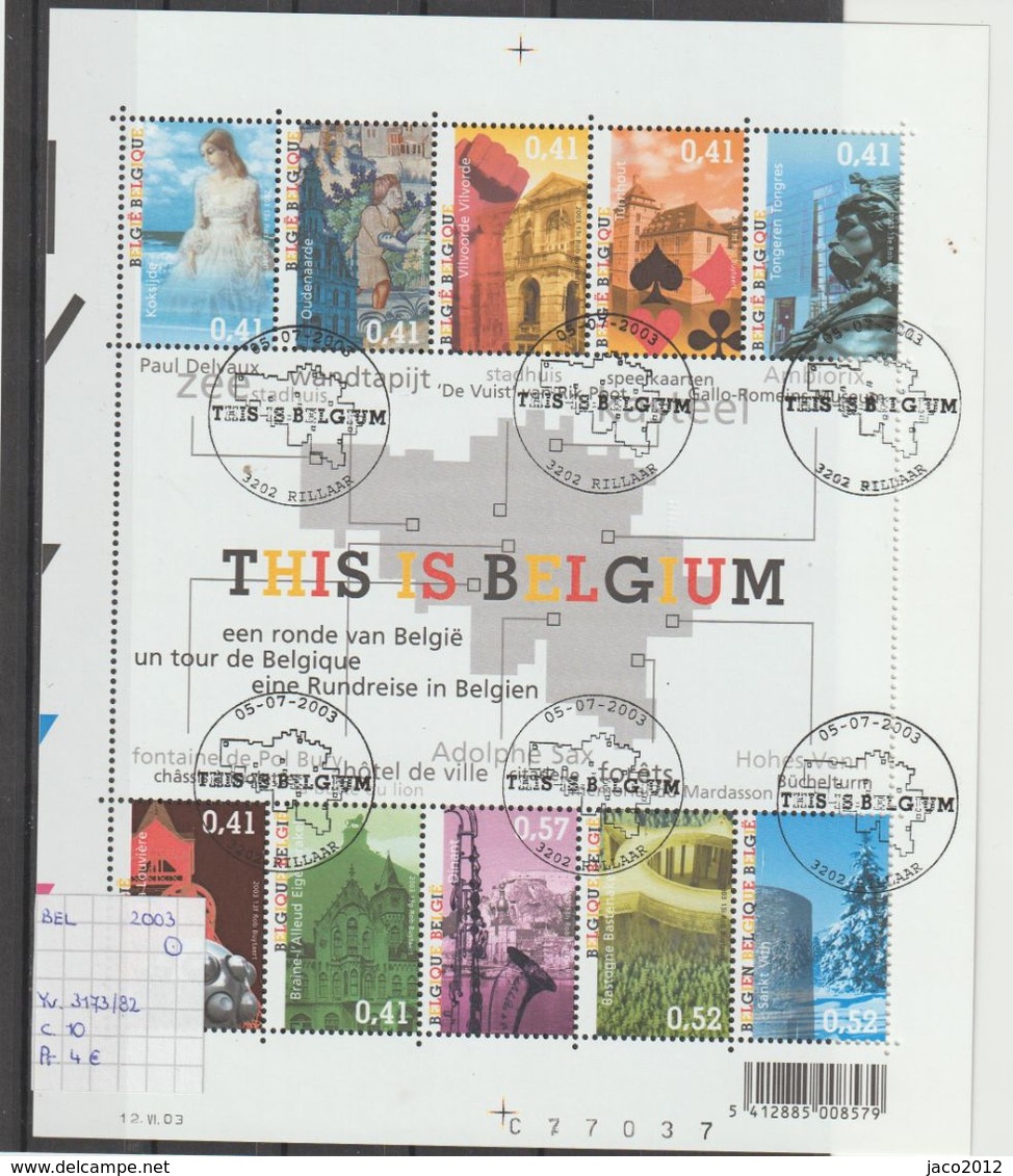 België 2003 - Yv. Blok 3173/82 - OCB Blok 3184/93 (104) Gest./obl./used - 1961-2001