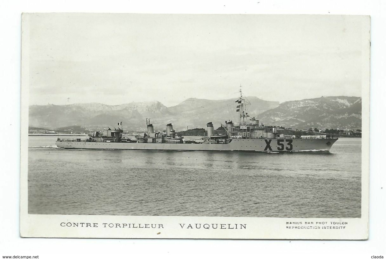 76 CP - MARIUS BAR - CONTRE - TORPILLEUR VAUQUELIN - Guerre