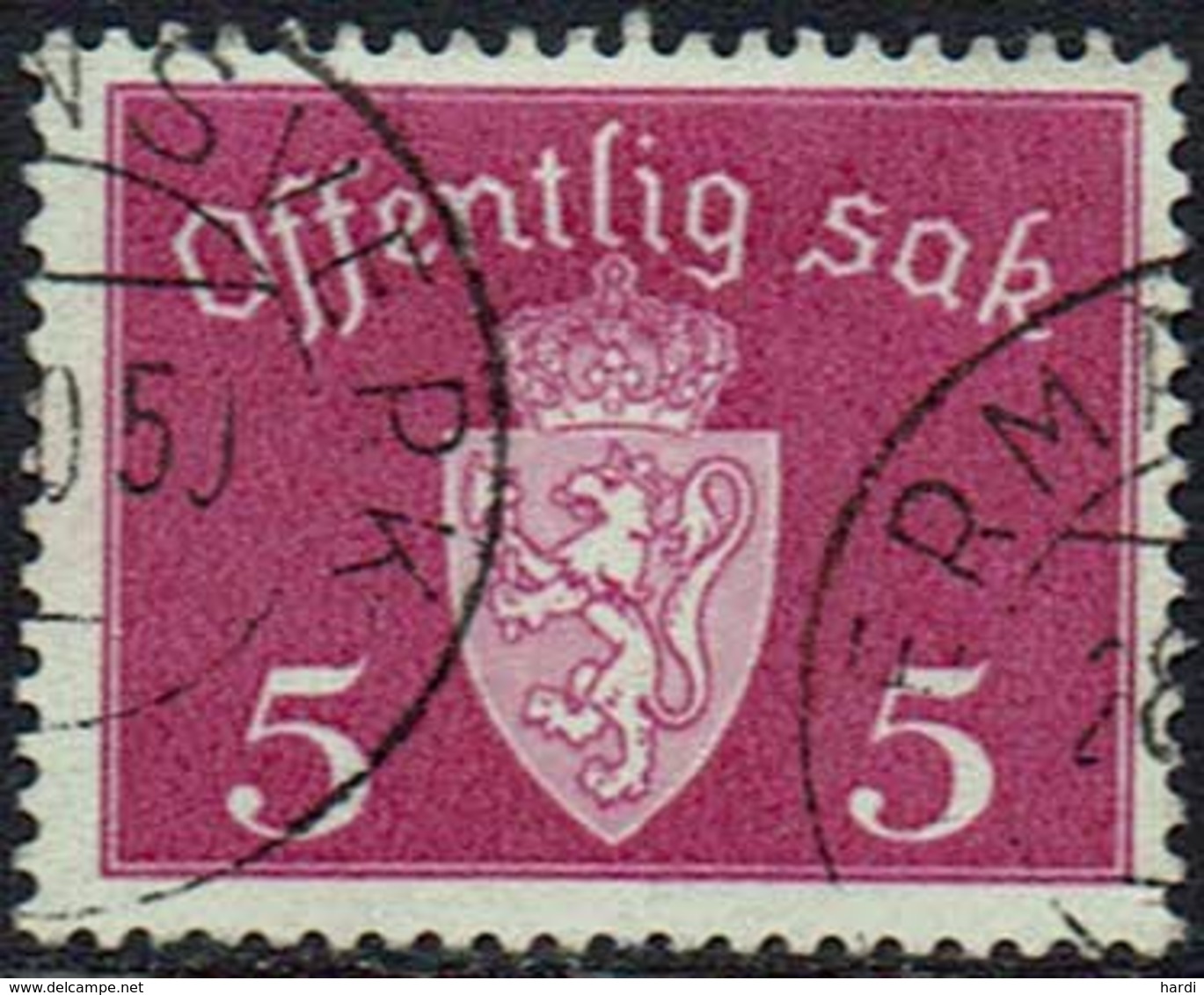 Norwegen DM, 1939, MiNr 33, Gestempelt - Dienstmarken