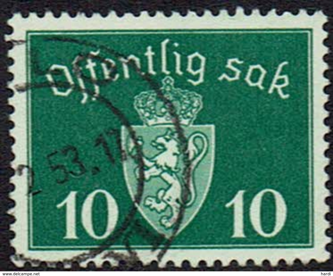 Norwegen DM, 1939, MiNr 35, Gestempelt - Dienstmarken