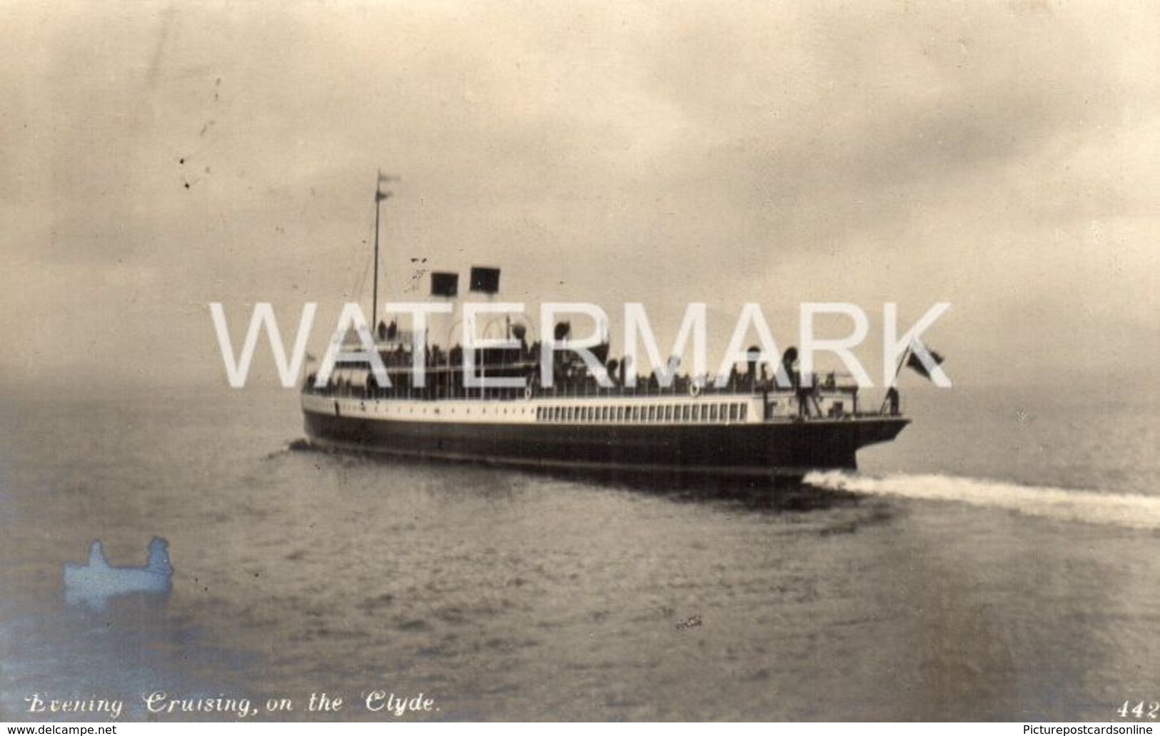 EVENING CRUISING ON THE CLYDE OLD R/P POSTCARD POSTED GLASGOW SCOTLAND - Dampfer