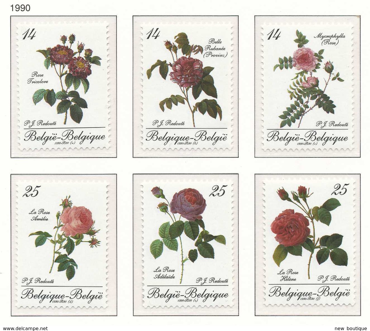 NB - [153012]TB//**/Mnh-[2370/75] Expo Belgica90, Belgique 1990, Les Roses De Redouté, Fleurs, Roses Diverses, Du Bloc 4 - Philatelic Exhibitions