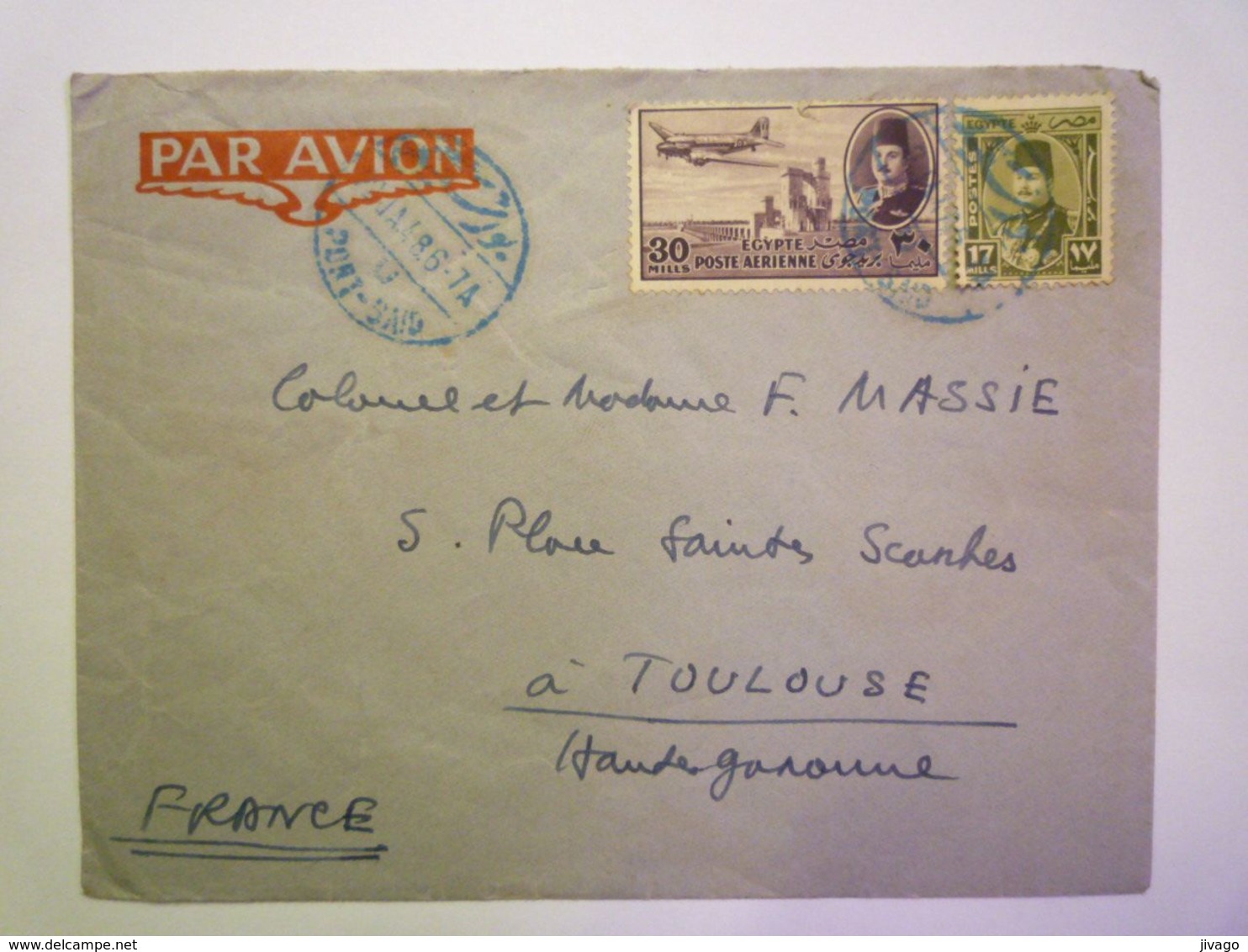 2020 - 6806  Enveloppe Au Départ De PORT-SAÏD à Destination De TOULOUSE  1948    XXX - Briefe U. Dokumente