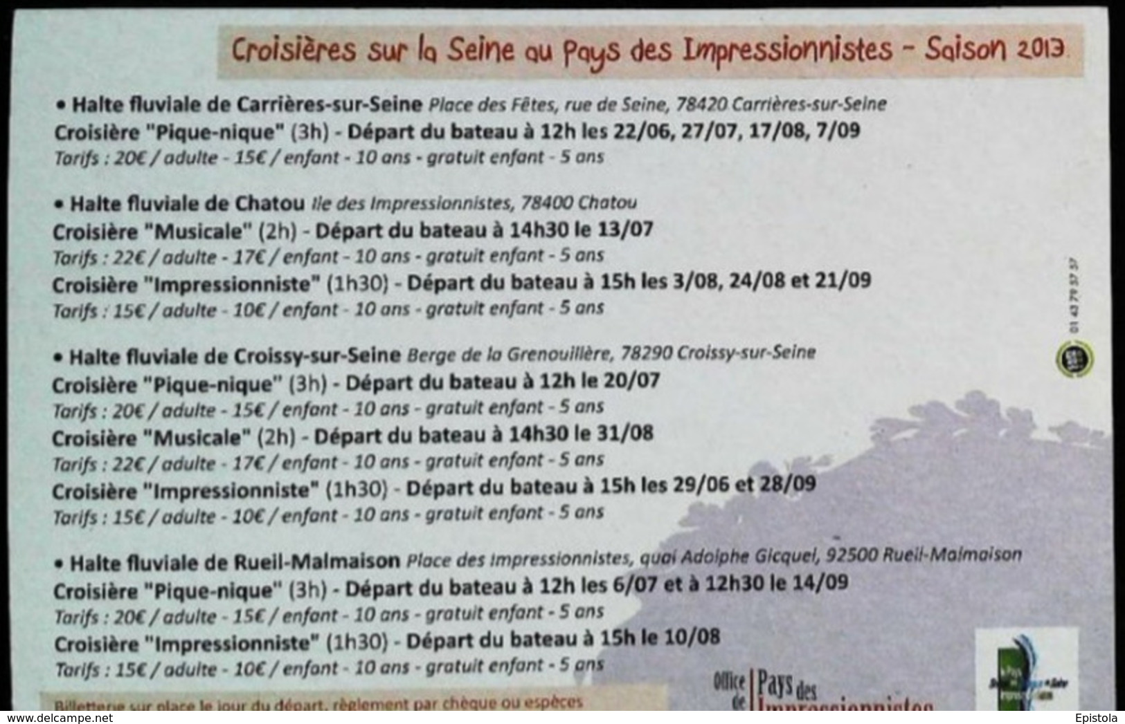 2013 - Bateau Croisière  Sur La Seine - Carrières Sur Seine - Chatou - Croissy Sur Seine - Rueil Malmaison - Carrières-sur-Seine