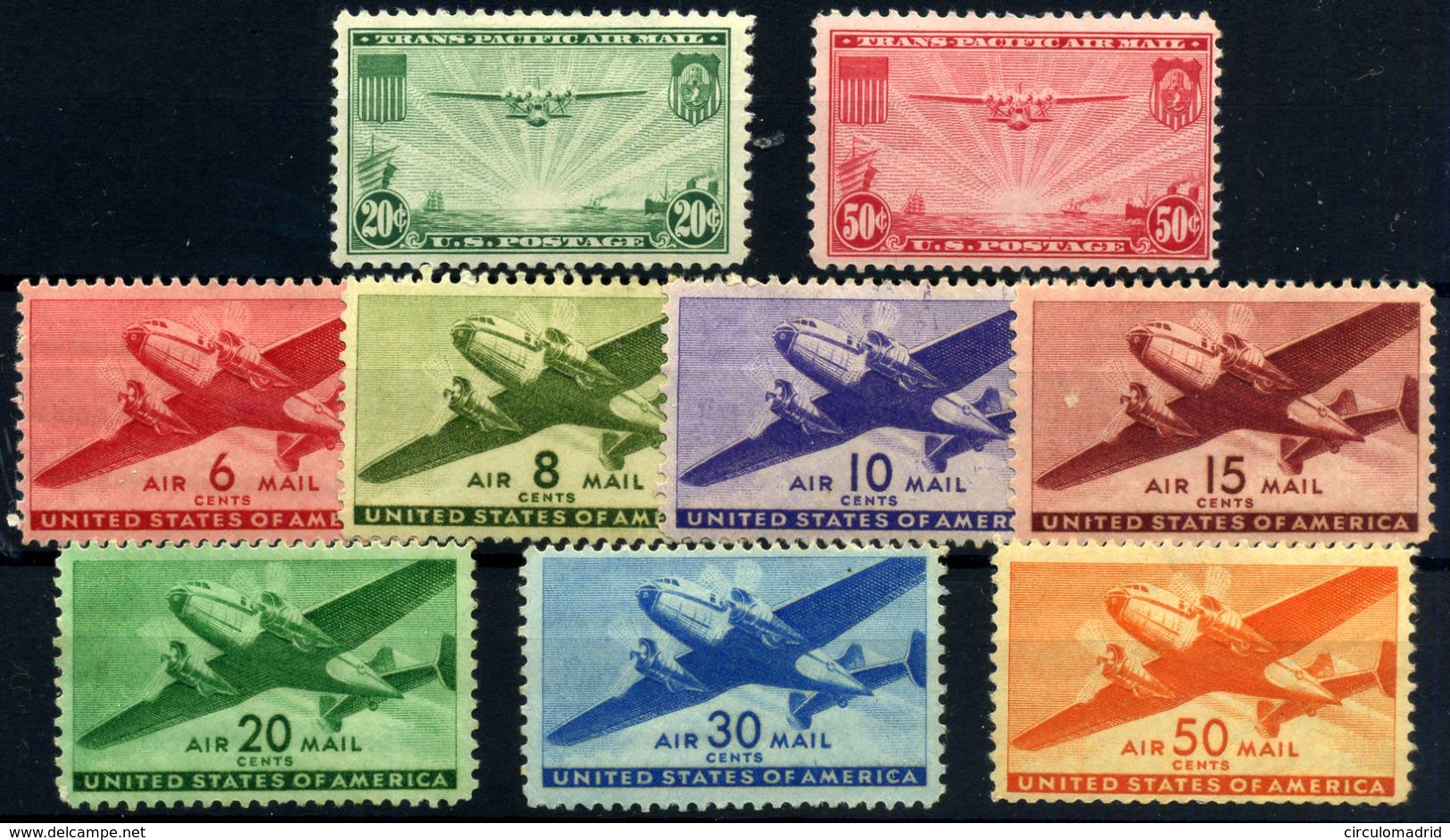 Estados Unidos Nº 22/3, 26/32. Año 1937/44 - 2b. 1941-1960 Unused