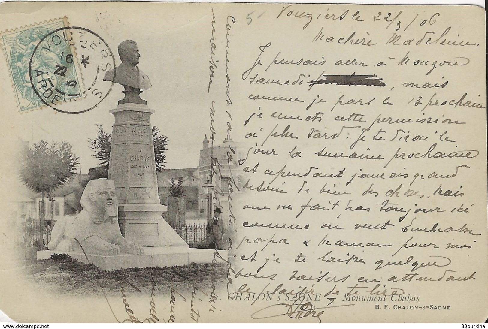 CHALON SUR SAÖNE  Monument Chabas 1906 - Chalon Sur Saone