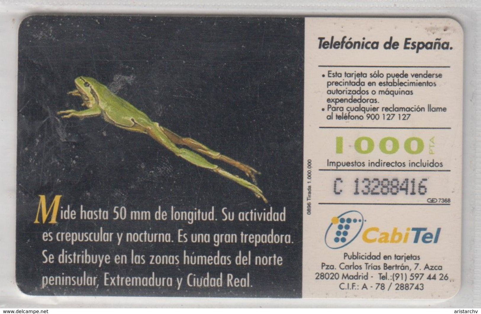 SPAIN 1996 FAUNA IBERICA FROG RANITA DE SAN ANTONIO - Jungle