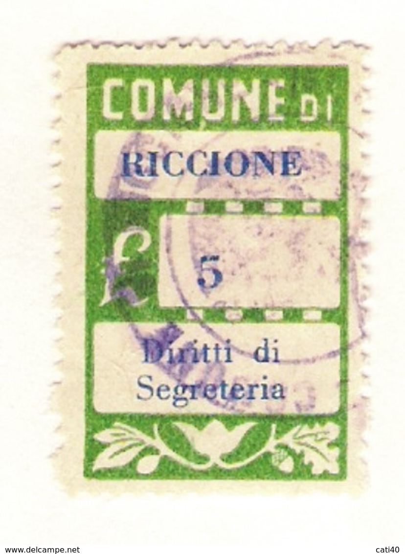 COMUNE DI RICCIONE  - MARCA COMUNALE L.5 - Revenue Stamps