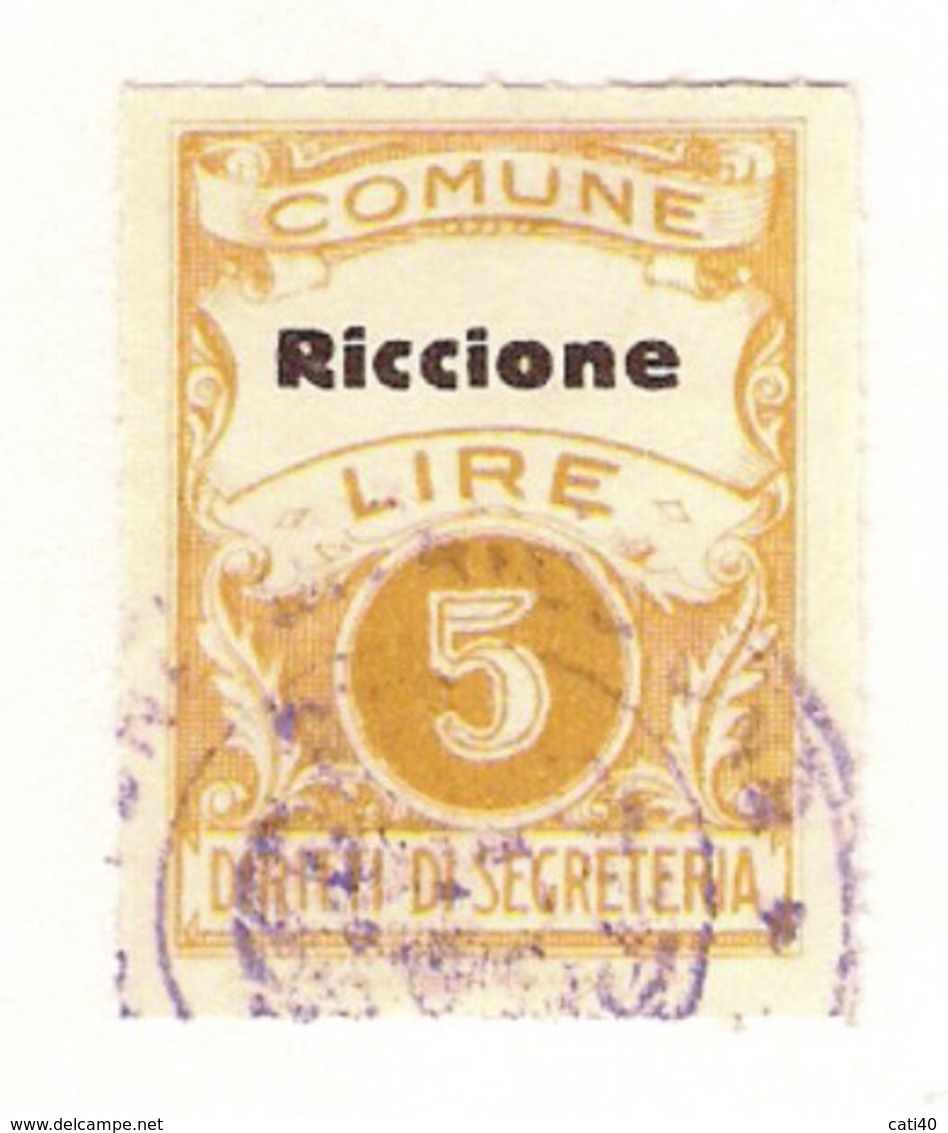 COMUNE DI RICCIONE  - MARCA COMUNALE L.5 - Revenue Stamps
