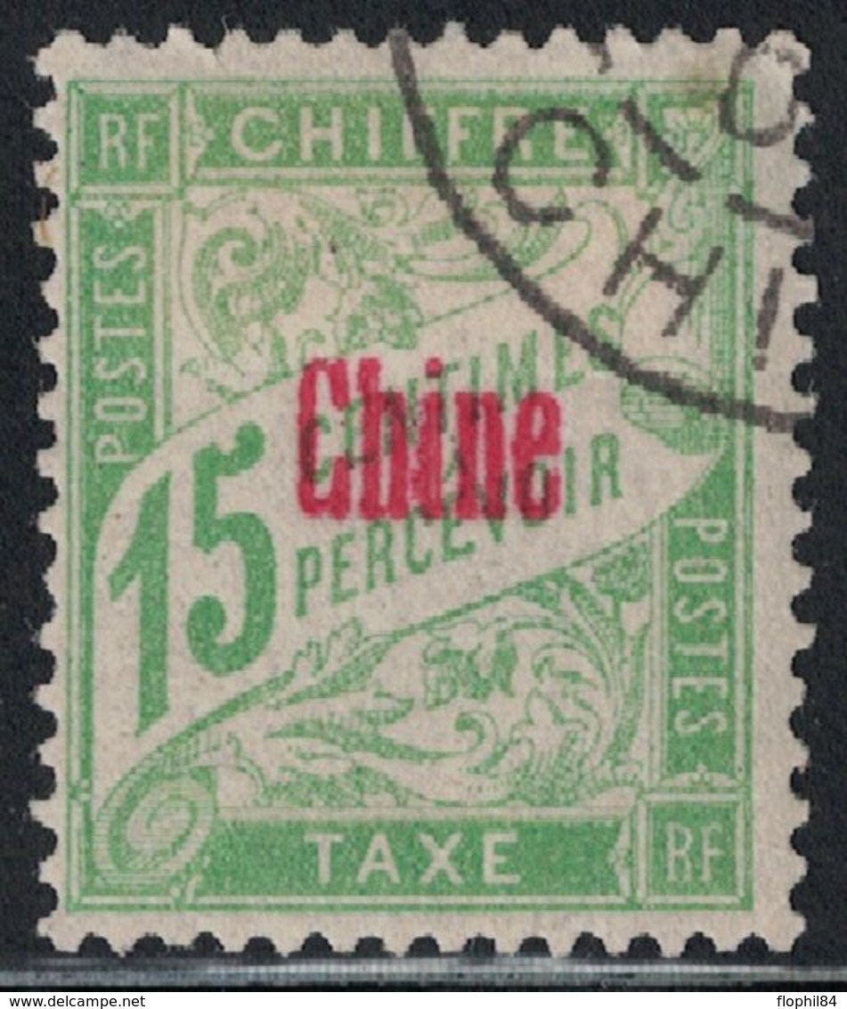 CHINE - TAXE - BANDEROLE - 15c VERT - SURCHARGE CARMIN CHINE - COTE 10€. - Gebruikt