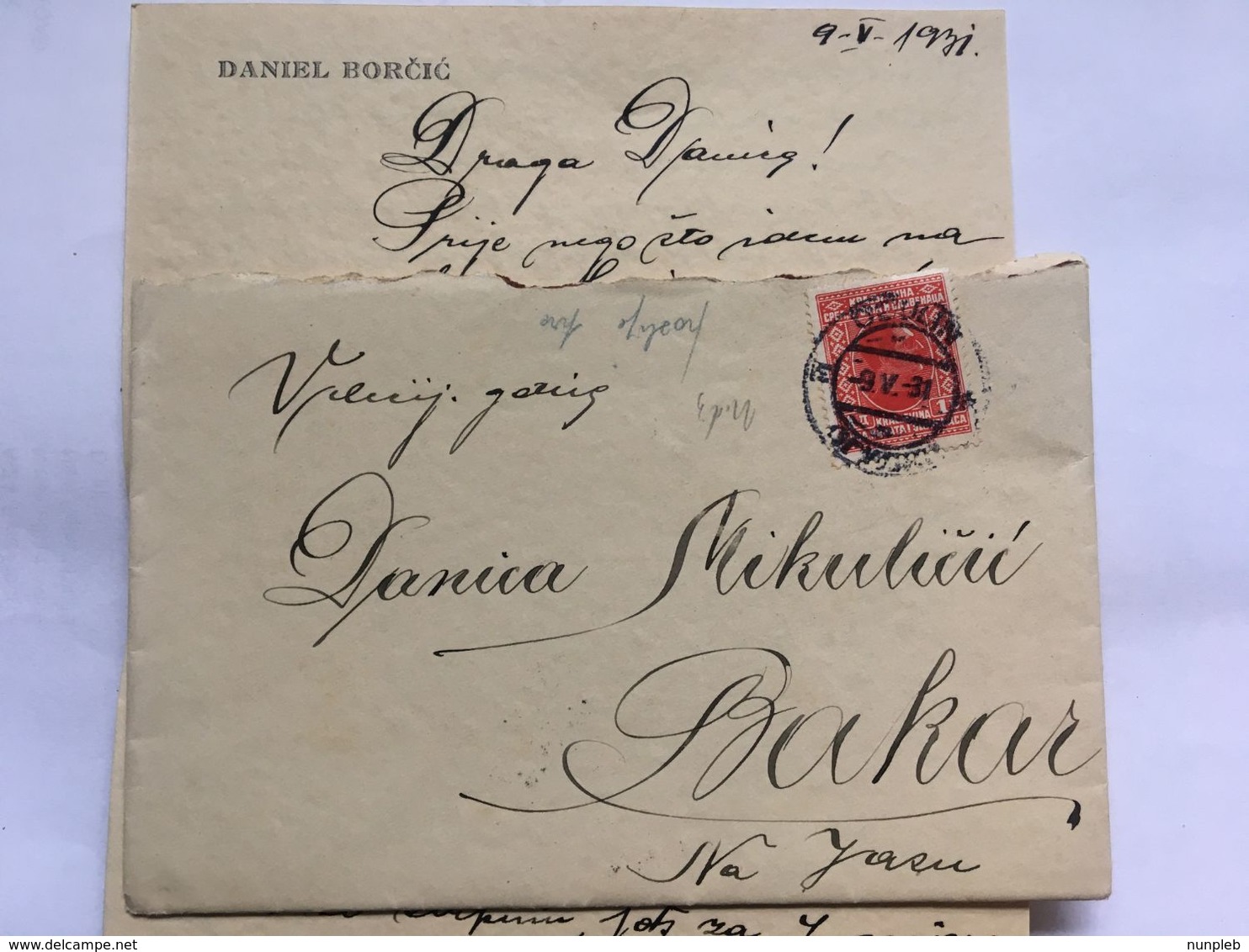 YUGOSLAVIA 1931 Entire  Ogulin To Bakar - Croatia - Cartas & Documentos