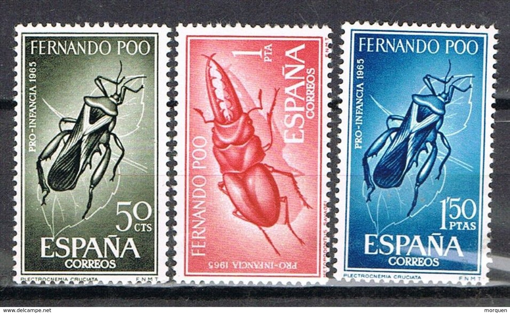 Serie Completa FERNANDO POO 1965, Colonia Española. Pro Infancia, Insectos, Num 242-244 * - Fernando Po
