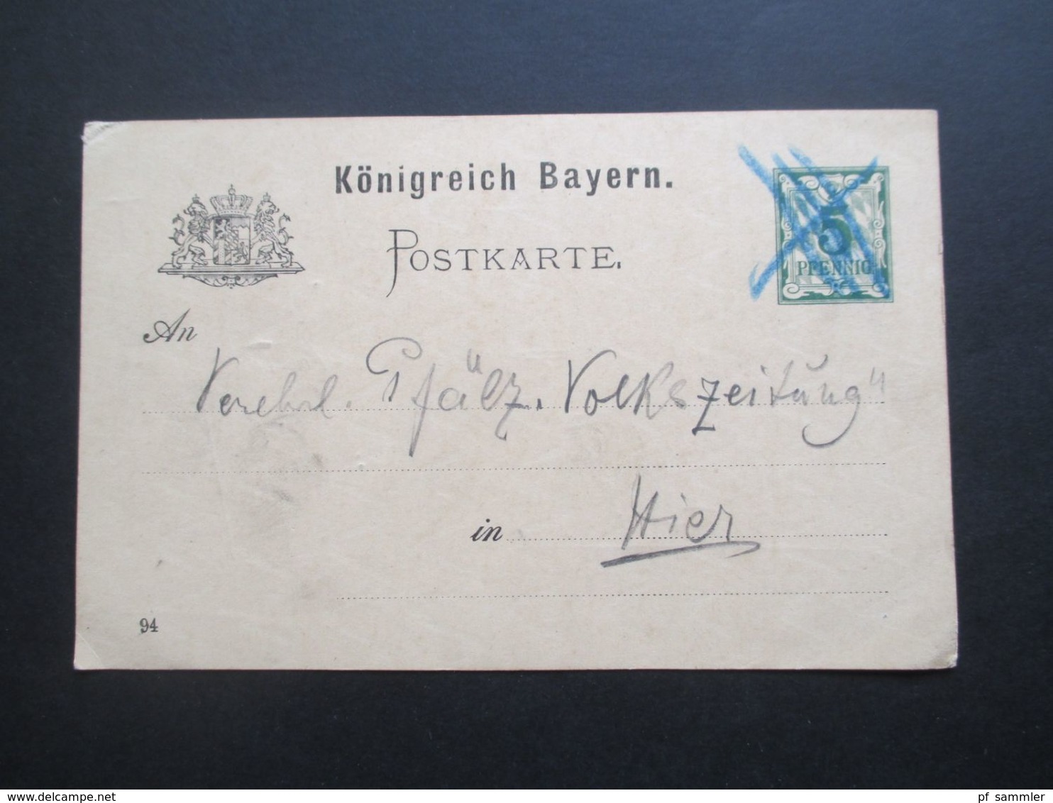 Altdeutschland Bayern Um 1889 GA Mit Blaustift Entwertet. Orts PK Mit Entwurf Für Anzeige Des D Und Ö. Alpenvereins - Postal  Stationery