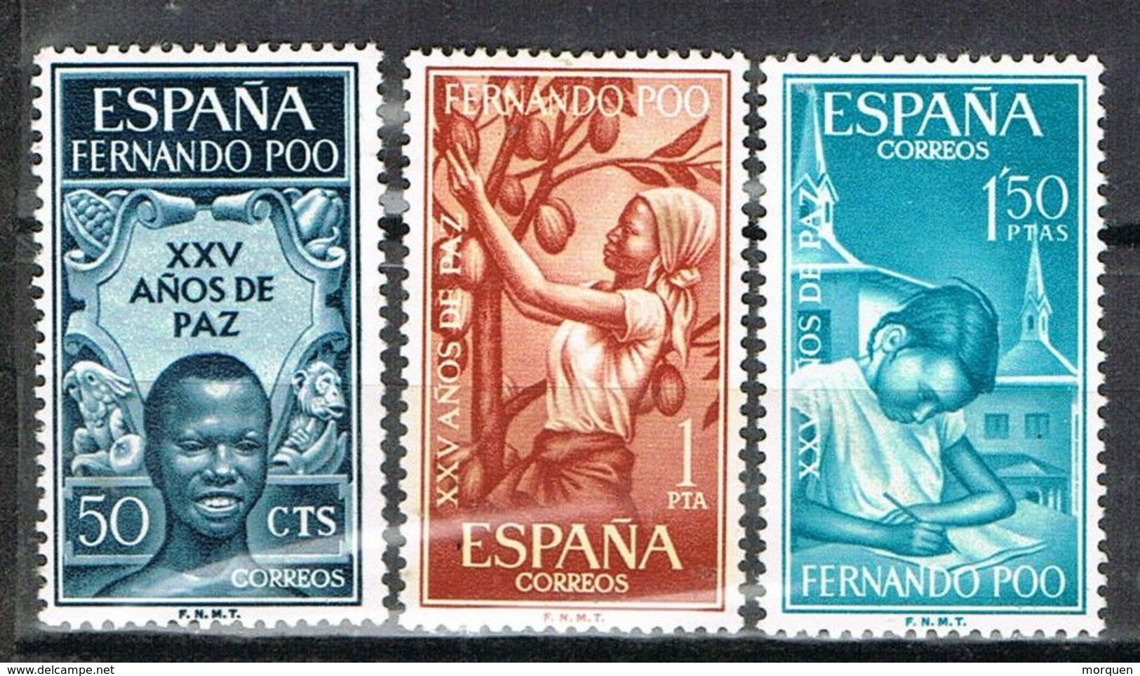 Serie Completa FERNANDO POO 1965, Colonia Española. XXV Años De Paz, Num 239-241 * - Fernando Po