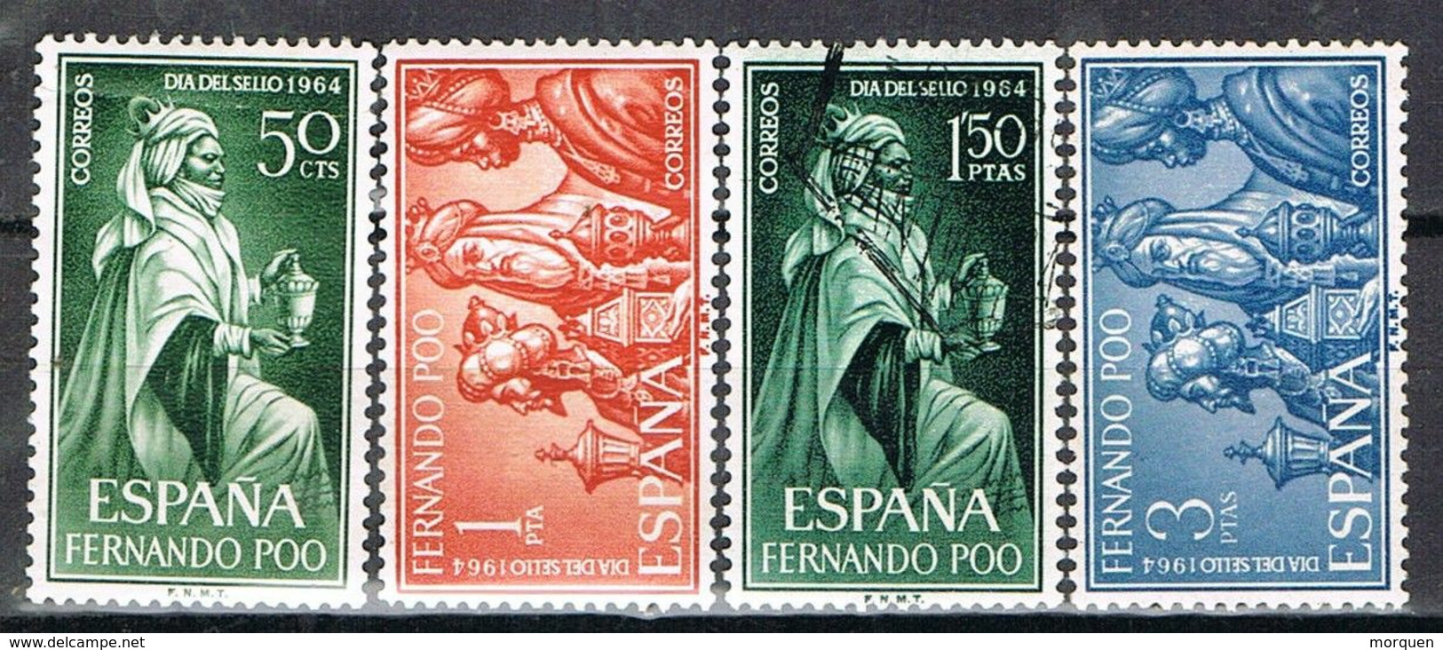 Serie Completa FERNANDO POO 1964, Colonia Española. Dia Sello, Reyes Magos, Num 235-238 */º - Fernando Po