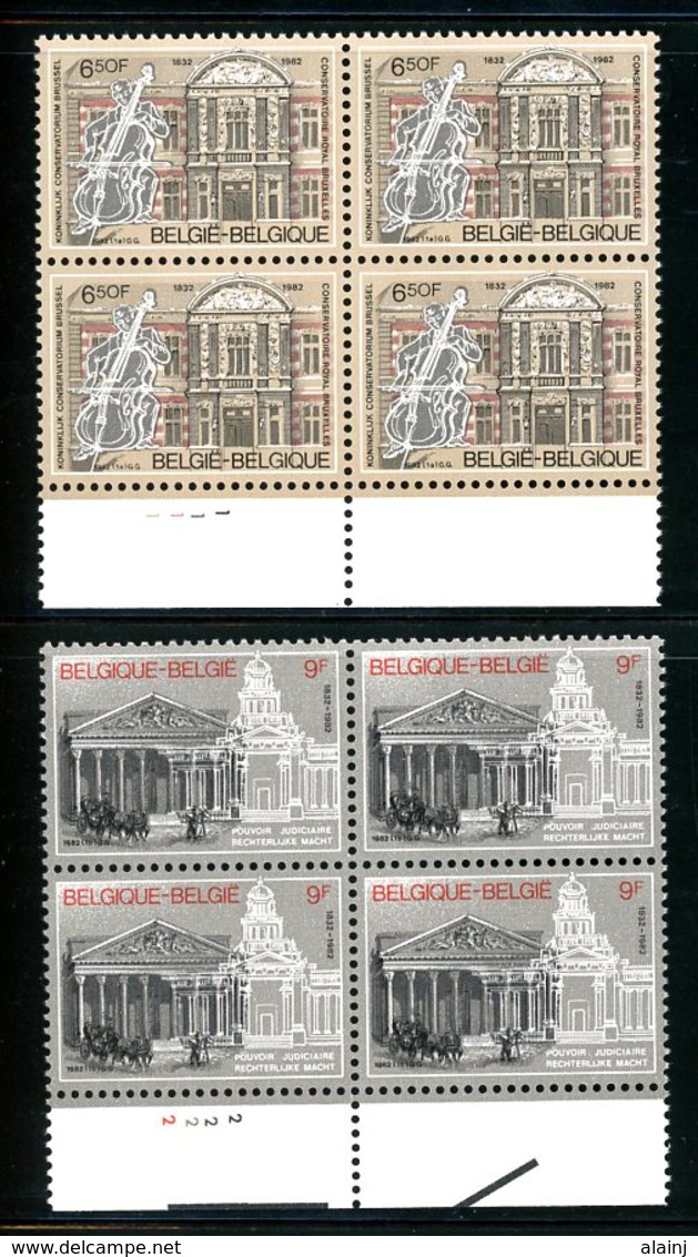 BE   2034 - 2035   XX   ---   Blocs De 4  N° De Planche 1 Et 2  --  Parfait état... - 1981-1990