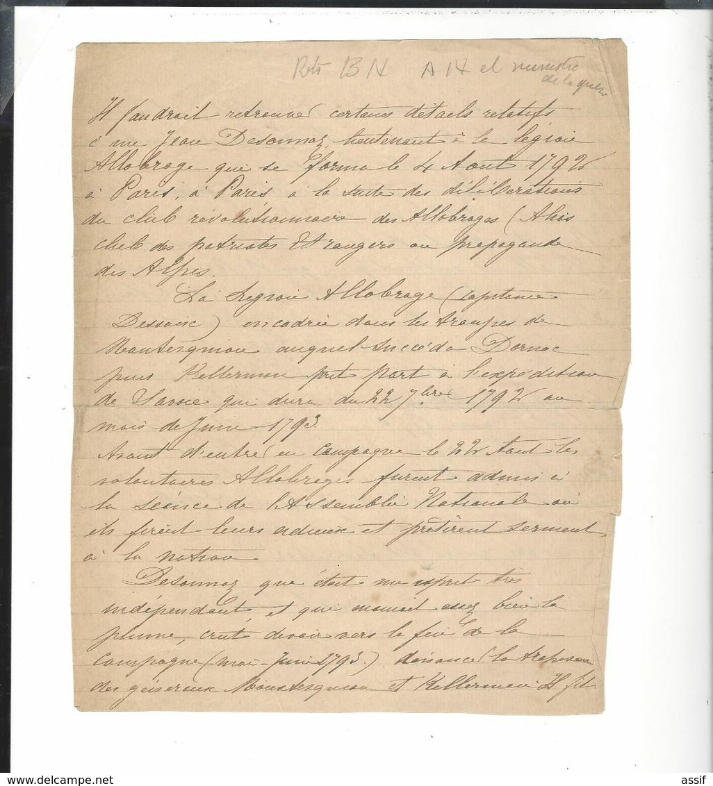 BORNE DES FOURNEAUX ( Desfourneaux ) Cahier recherches et copies famille dont Général Desfourneaux  44 p.