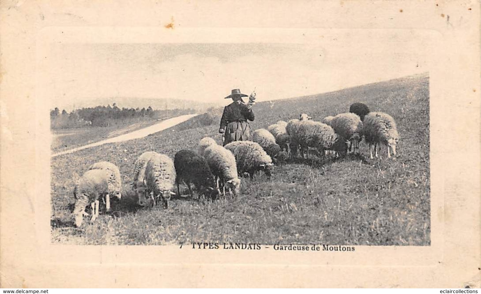 Landes Non Classés       40      Métier  Types Landais. Gardeuse De Moutons   (voir Scan) - Andere & Zonder Classificatie