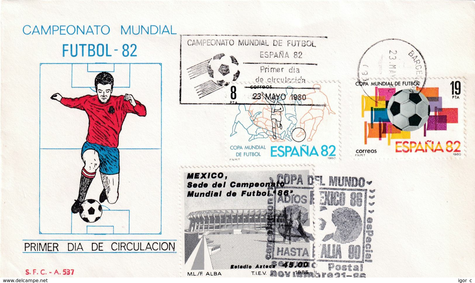 Spain 1982 Cover; Football Soccer Fussball Calcio: FIFA World Cup Espana 82; Mexico 86; Italia 90; Estadio Azteca; - 1986 – Mexiko