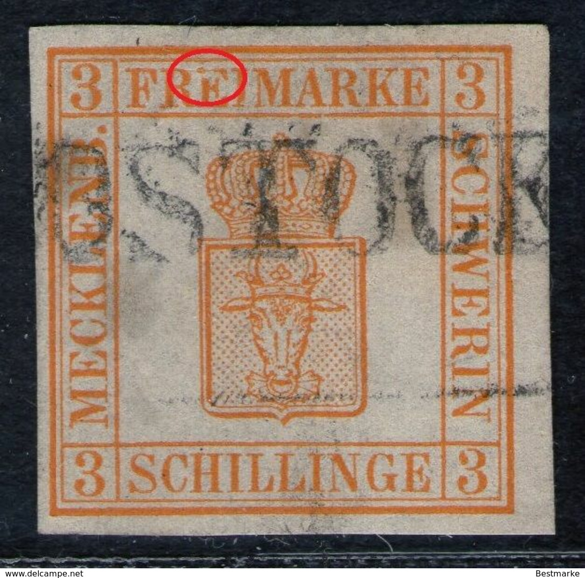 ROSTOCK Auf 3 Shilling Gelborange - Schwerin Nr. 2 B Mit Abart - Pracht - Mecklenburg-Schwerin