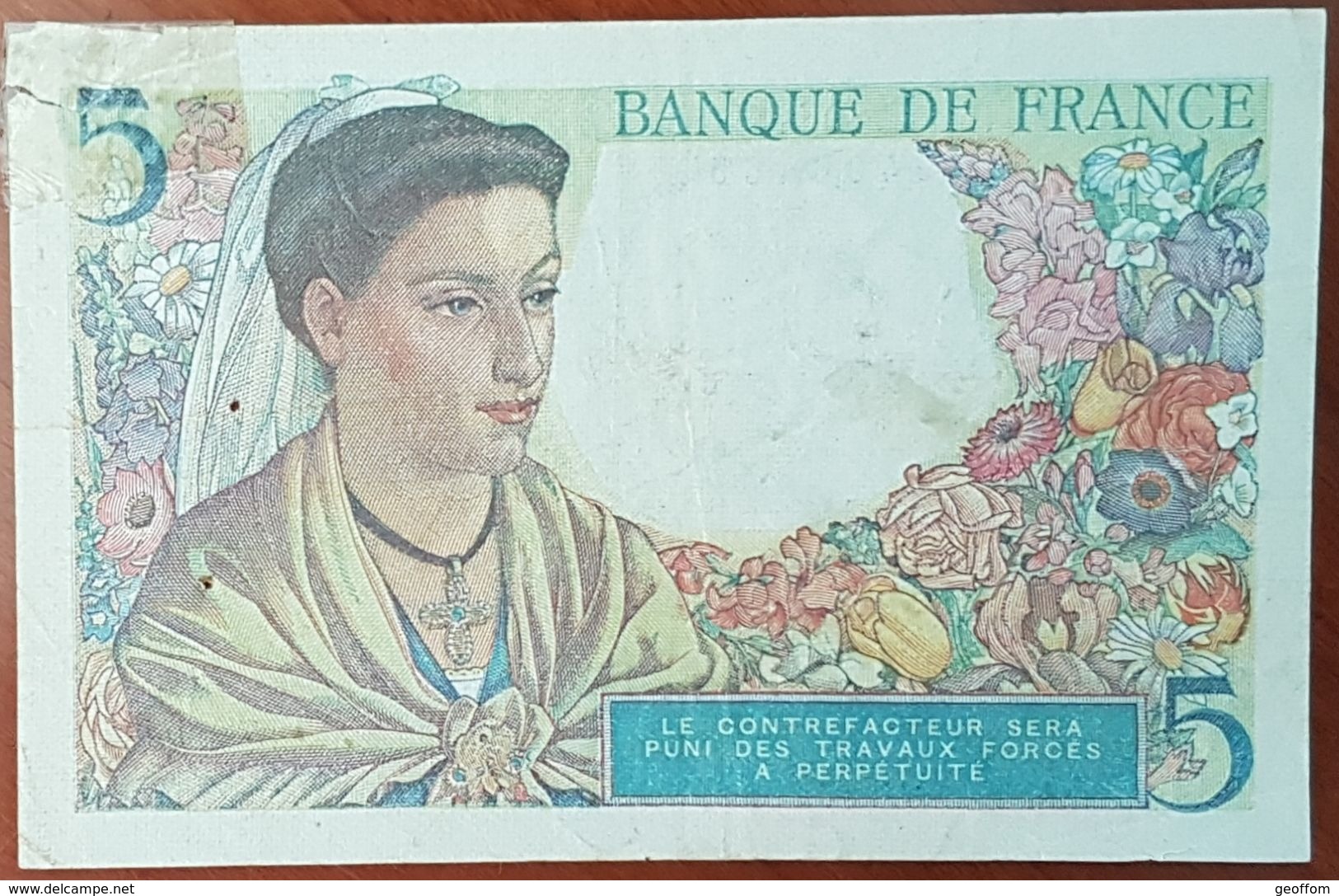 Billet 5 Francs BERGER 23 12 1943 FRANCE Q.118 (cf Photo) - 5 F 1943-1947 ''Berger''