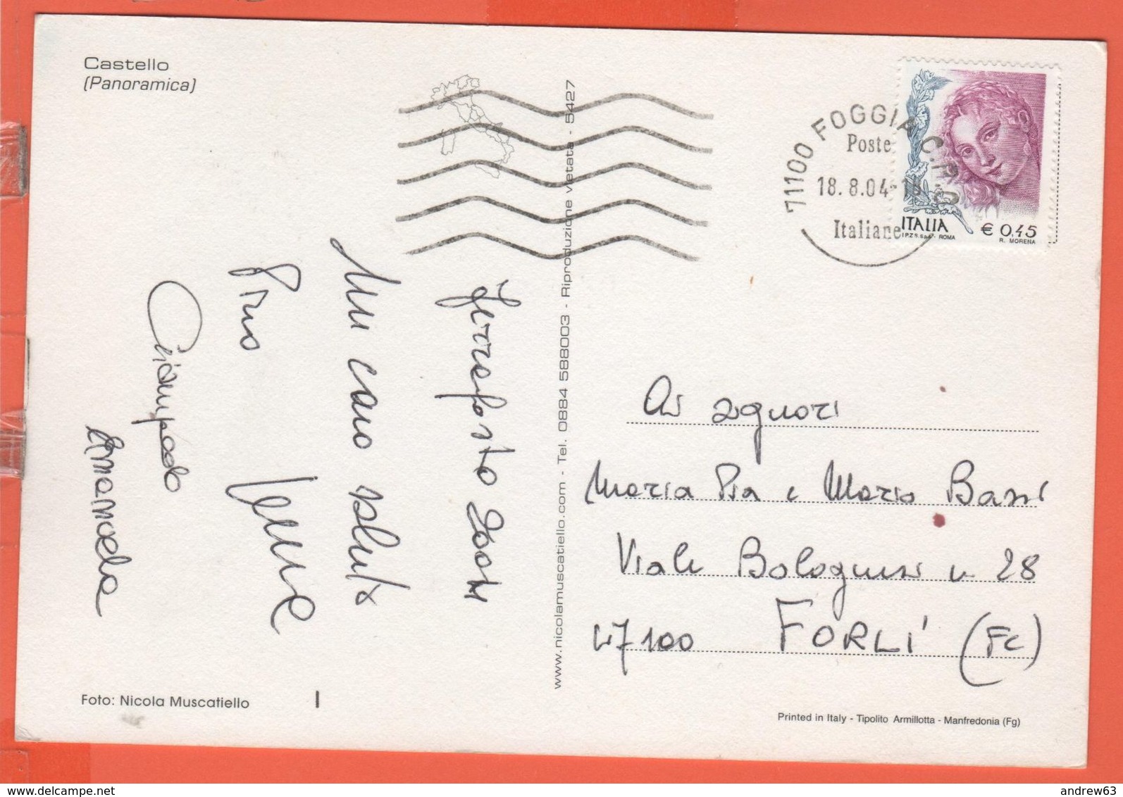 ITALIA - ITALY - ITALIE - 2004 - 0,45€ Donna Nell'arte - Manfredonia - Castello - Panoramica - Viaggiata Da Foggia Per F - Manfredonia