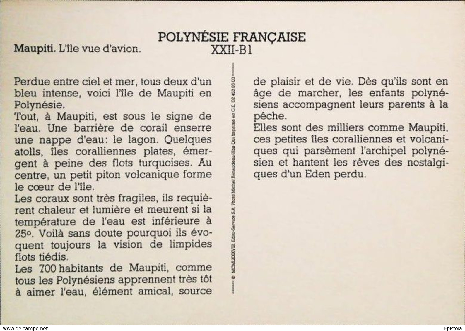 Polynésie Française   Maupiti Vue Aérienne   Années 80s - Polynésie Française