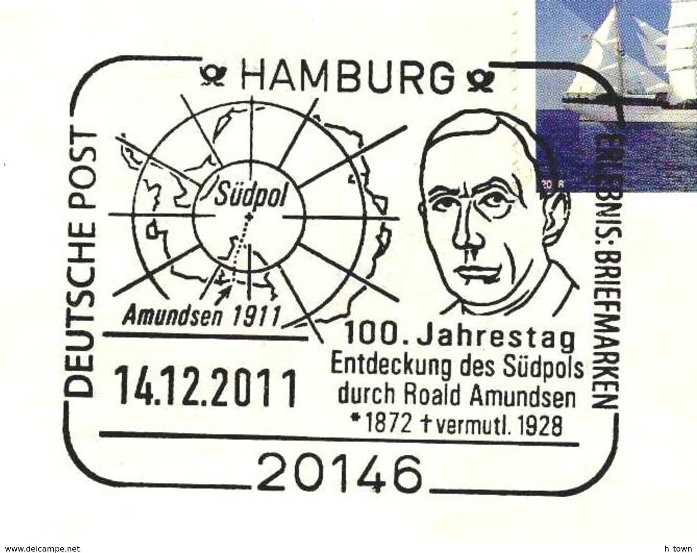617  Pôle Sud, Roald Amundsen: Oblit. Temp. D'Allemagne, 2011 - South Pole Special Cancel From Germany. Antarctique - Polar Explorers & Famous People