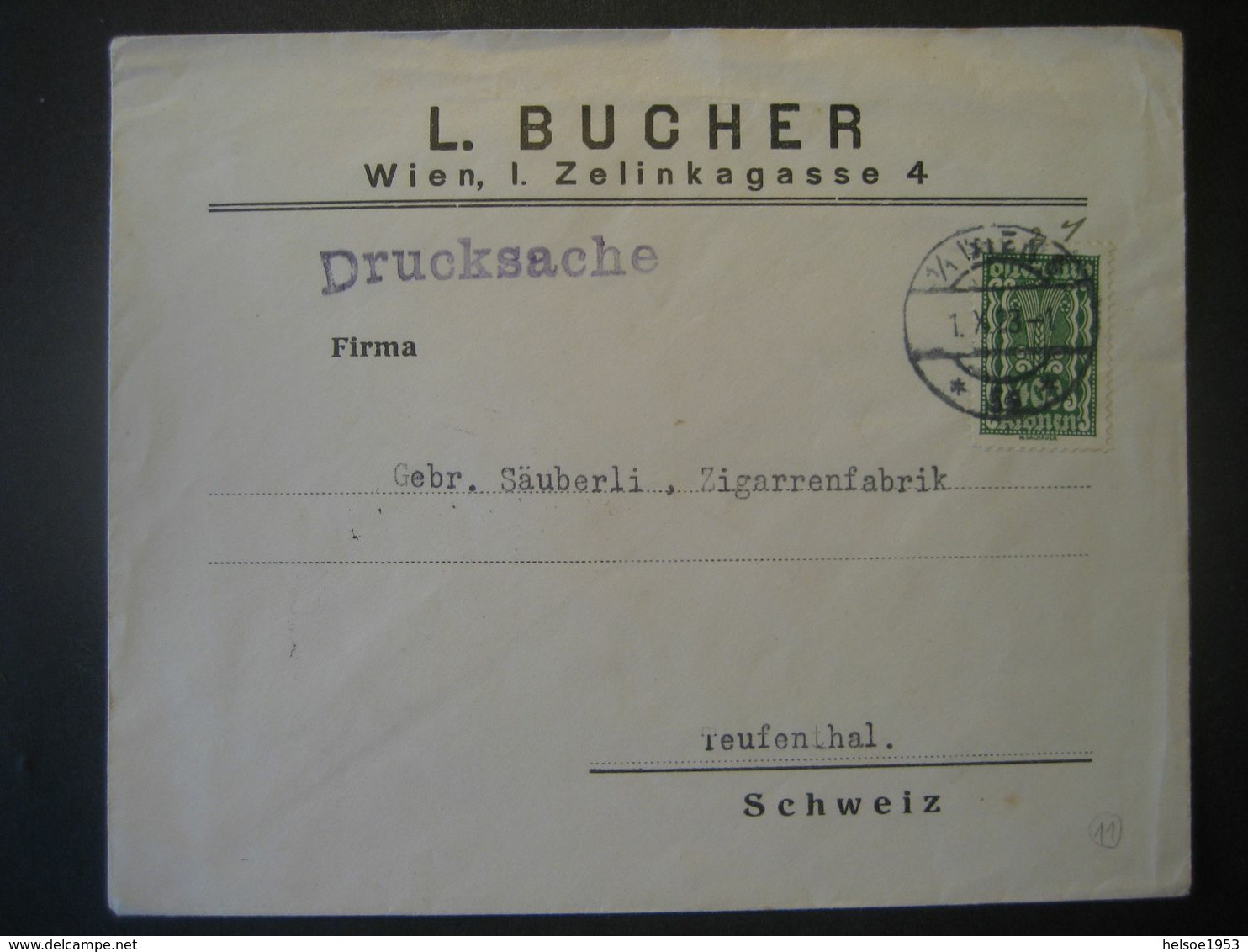 Österreich 1923- Geschäftsbrief L. Bucher Gelaufen Nach Teufenthal/Schweiz - Lettres & Documents