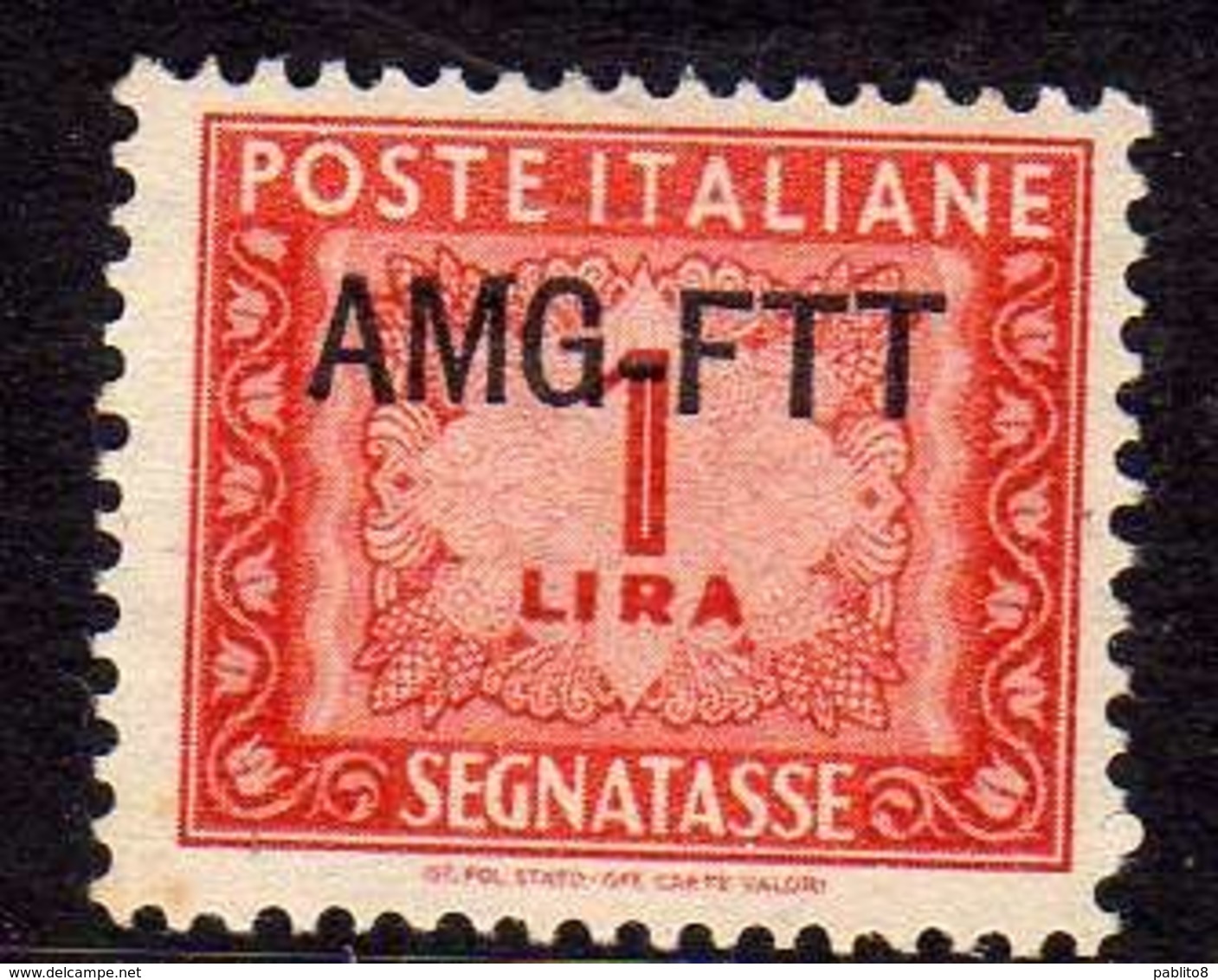 TRIESTE A 1949 1954 AMG-FTT SOPRASTAMPATO D'ITALIA ITALY OVERPRINTED SEGNATASSE POSTAGE DUE TAXES TASSE LIRE 1 MNH - Strafport