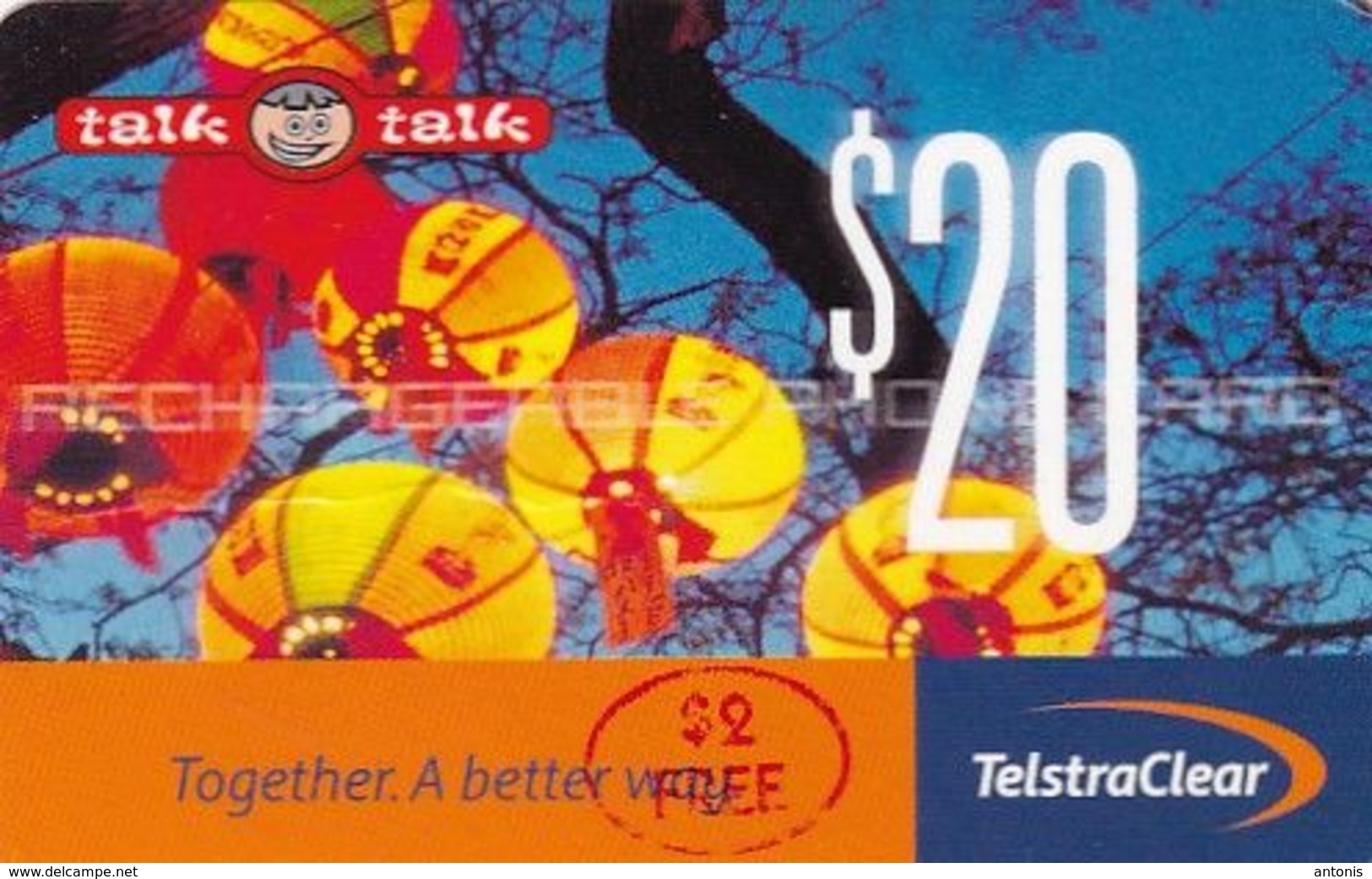NEW ZEALAND - Lanterns, TelstraClear Prepaid Card $20, Used - New Zealand