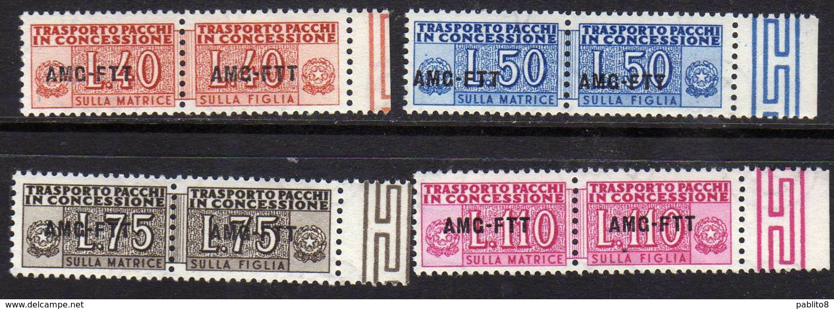 ITALY ITALIA TRIESTE A 1953 AMG-FTT OVERPRINTED PACCHI IN CONCESSIONE SERIE COMPLETA MNH BEN CENTRATA - Strafport