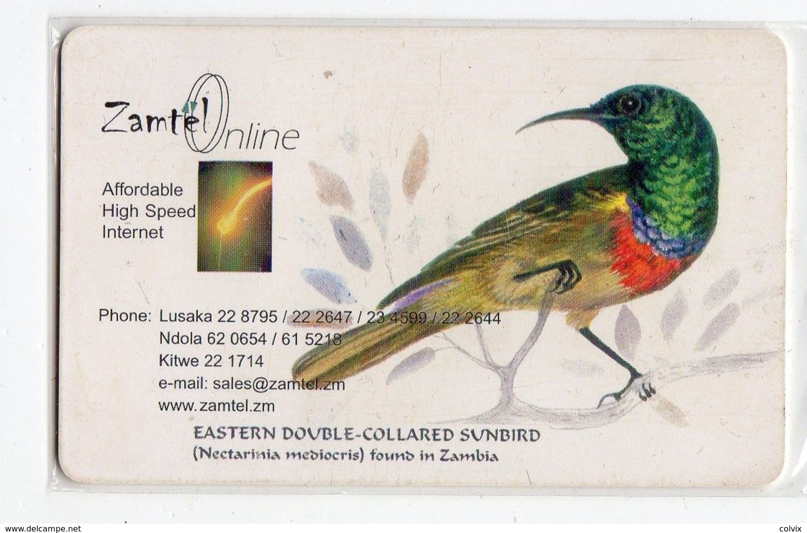 ZAMBIE REF MV CARDS ZAM-Z-01 BLUE SUNBIRD - Zambia