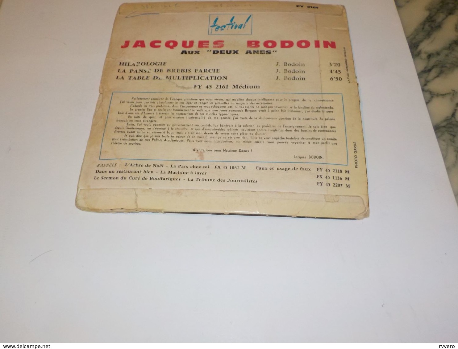 45 TOURS JACQUES BODOIN LA TABLE DE MULTIPLICATION - Altri & Non Classificati