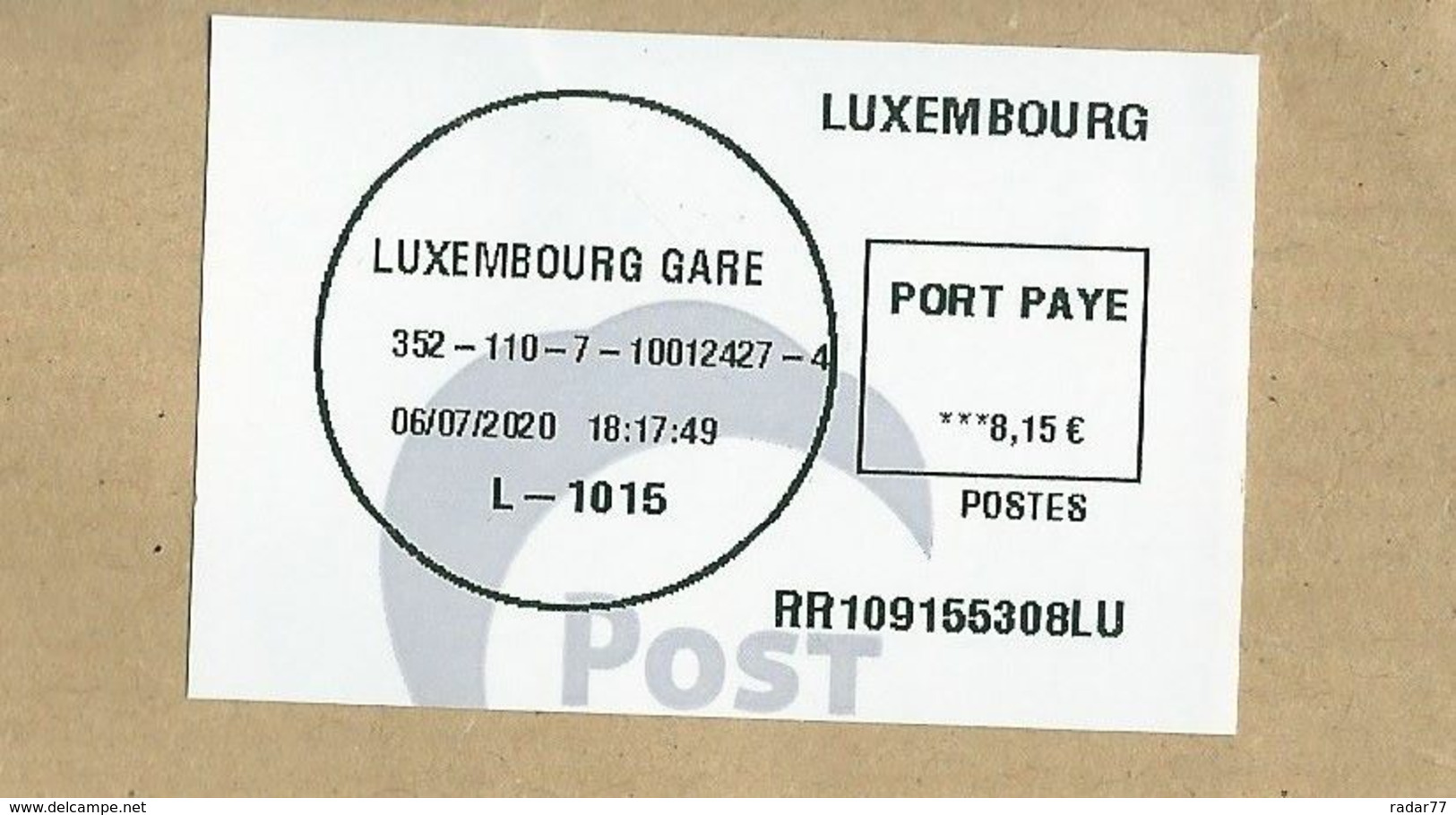EMA De Guichet LUXEMBOURG Type ESCHER GROUP Sur Lettre Recommandée Grand Format - Macchine Per Obliterare (EMA)