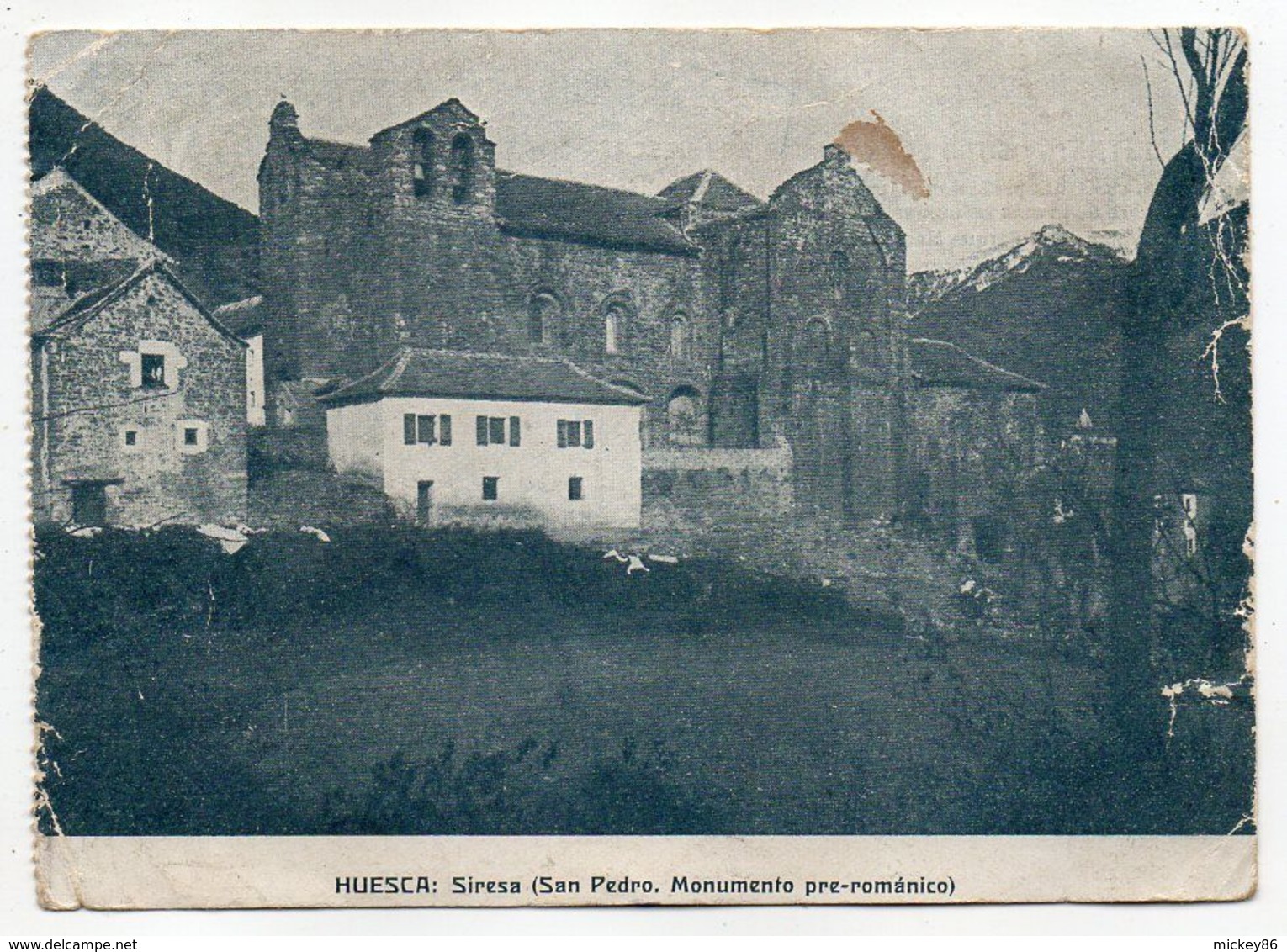 Espagne-- Huesca--SIRESA --1933---San Pedro, Monument Pré-romantique .....timbre...cachet...pas Très Courante - Huesca