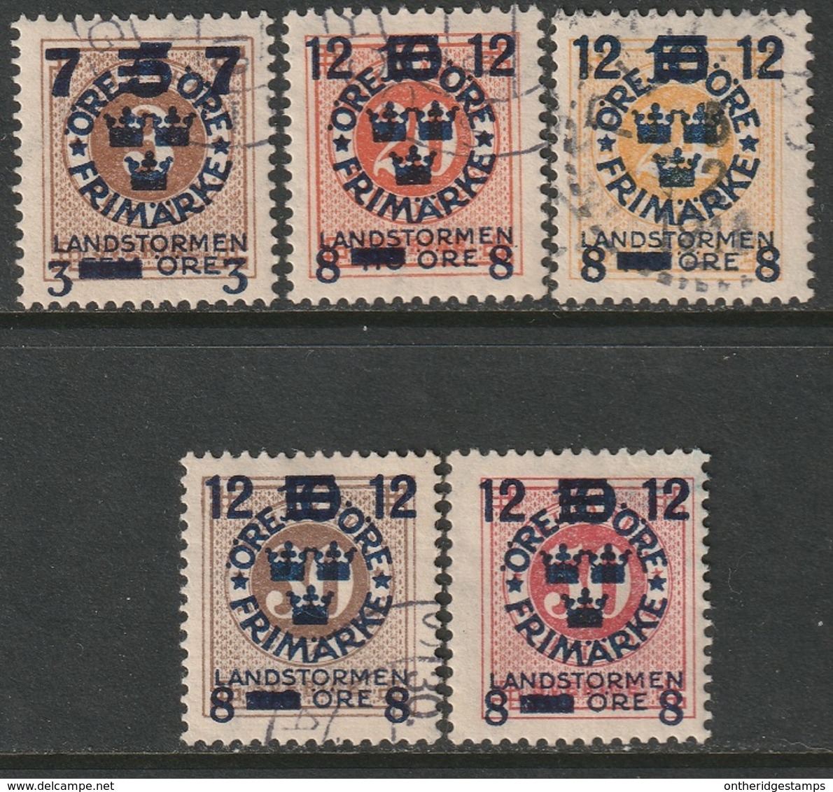 Sweden 1918 Sc B23,B28-31 Mi 116,121-4 Partial Set Used/MH - Usados